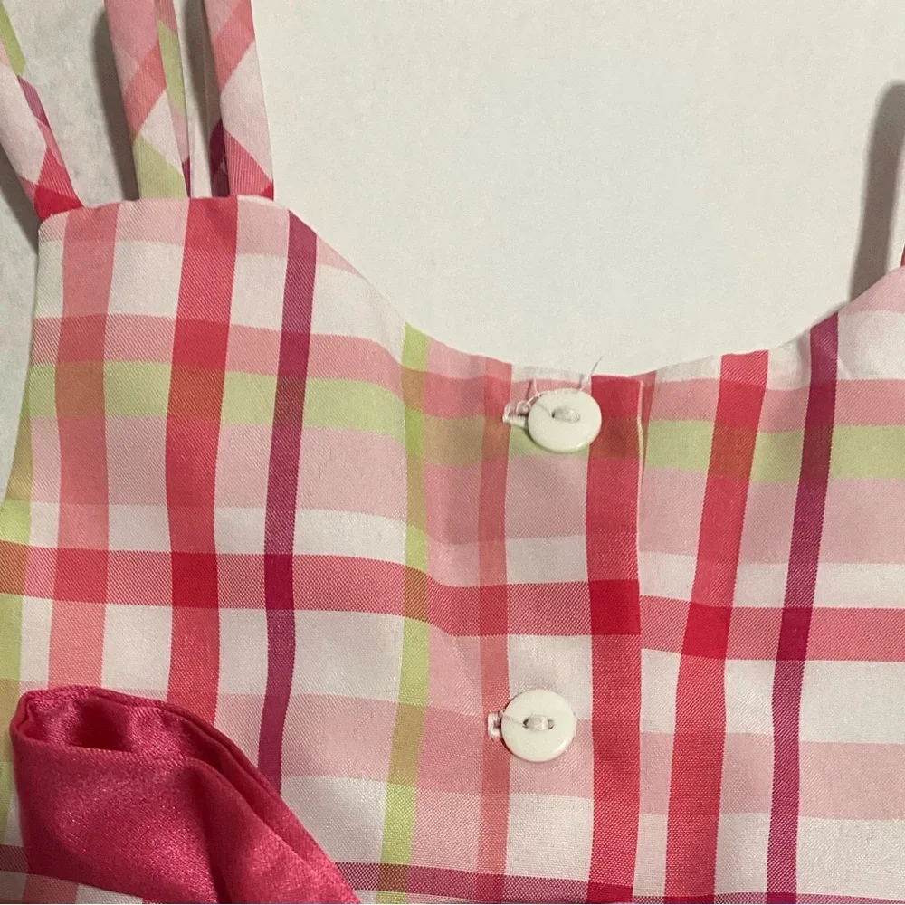 Bonnie Jean Size 3T- 4T Girls Plaid Dress & Bolero Pink Green Formal Church Set